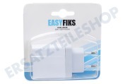Easyfiks 50042836  USB Auflader 230 Volt, 4,8A/SV 4 Port Weiß geeignet für u.a. Universal USB