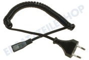 Universell  Kabel 2.5A 230V Spiralkabel schwarz 1.8M geeignet für u.a. Kabel für Rasierer von Braun, Philips etc.