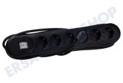 Exin 5450223  Steckdosenleiste 3x1mm2 2500W 10A geerdet schwarz 2.5M geeignet für u.a. 6-fach Steckdosenleiste mit Schalter
