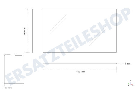 Indesit Kühlschrank 76928, C00076928 Glasplatte 47 x 40,5 cm