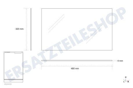 Indesit Kühlschrank 119758, C00119758 Glasplatte 478x333mm