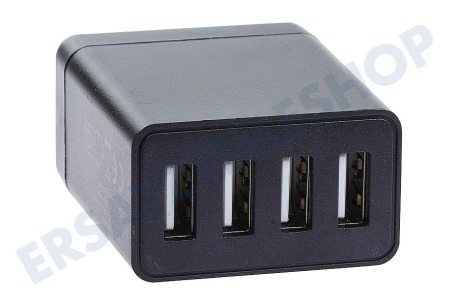 Ricatech USB Auflader 230Volt, 4,8A/SV 4 Port Schwarz