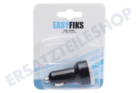 Easyfiks  USB Auflader 12 Volt, 3.1A 2 Port Schwarz