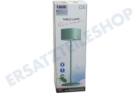 Calex Serino. Grün. Tischlampe wiederaufladbar. Display