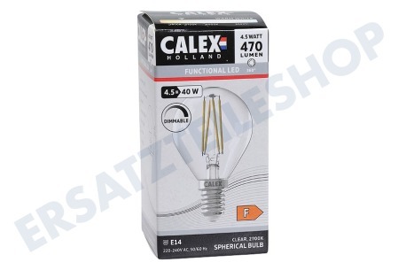 Calex 1101004200 LED Straight Filament Kugellampe Klar 4,5 Watt, E14