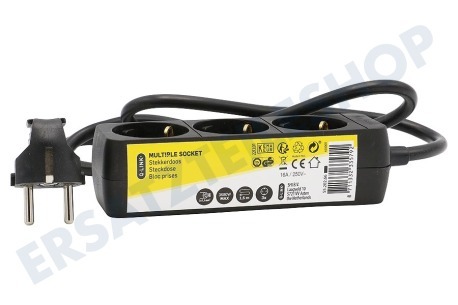 Universell Steckdosenleiste 3 x 1,5 mm2 1,5 Meter Schwarz