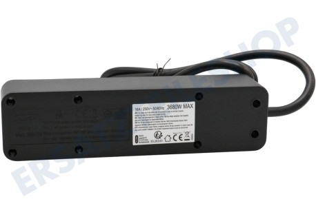 Q-Link Steckdosenleiste 3x 1,5 mm2. 1,5 Meter Schwarz, mit flachem Stecker