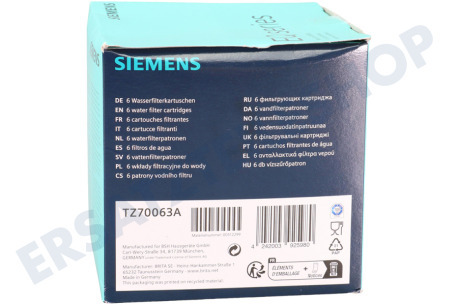 Siemens Kaffeemaschine TZ70063A Wasserfilter EQ-Serie, 6 Stück