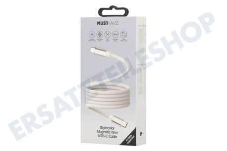 Musthavz MHCABMSCUSBCWHT Musthavz Magnetic Wire Stylecolor USB-C-Kabel, weiß