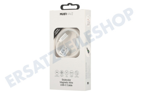 Musthavz MHCABMSCUSBCWHT Musthavz Magnetic Wire Stylecolor USB-C-Kabel, weiß
