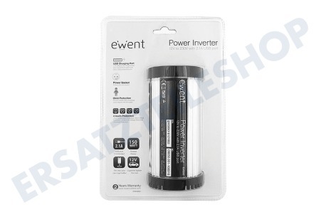 Ewent EW3990 150 Watt, Wechselrichter 12 Volt bis 230 Volt mit einem 2,1 A USB-Anschluss
