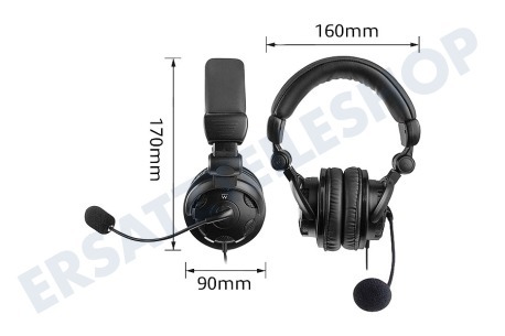 Ewent EW3564 Over-Ear-Headset mit Mikrofon und Lautstärkeregelung