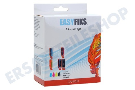 Easyfiks Druckerpatrone PGI 525 + CLI-526 Multipack BK/BK/C/M/Y + Chip