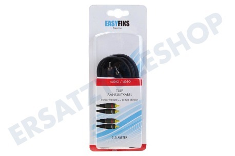 Easyfiks Cinch Kabel 2x RCA Male-2x RCA Male, 2.5 Meter