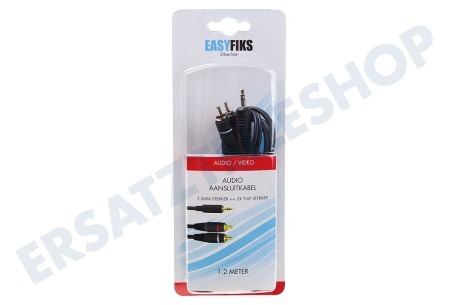 Easyfiks Klinken 3,5 mm Stereo-Stecker - 2x RCA Cinch-Stecker, 1,5 Meter