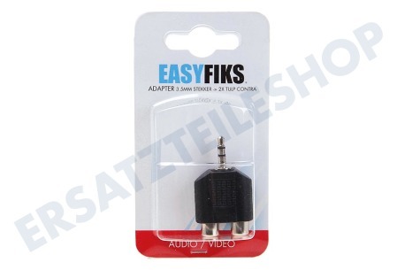 Easyfiks Klinken-Stecker-Adapter 3,5 mm auf Cinch Contra RCA-Buchse 2x