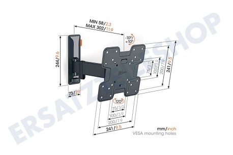 Vogel's TVM3225 Schwenkbare TV-Halterung 19 - 43 Zoll