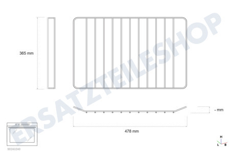 Indesit Ofen-Mikrowelle Gitter Ofengitter 478x365mm