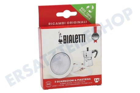 Bialetti 800033 Filter 3/4 Kopf, 3 Dichtungen