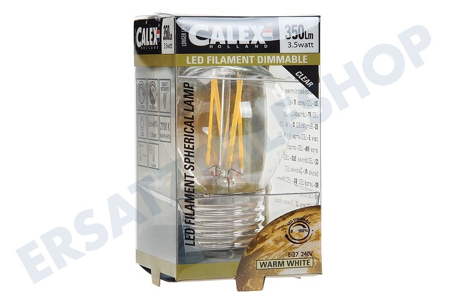 Calex 474483 Calex LED Vollglas Filament Miniglobe Klar 3.5W 350lm
