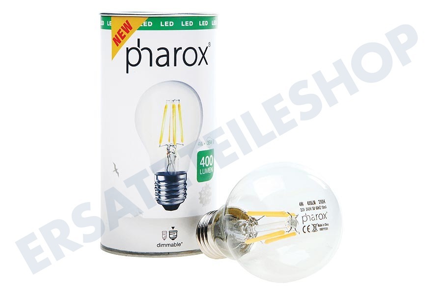 Pharox LED-Lampe LED Standardlampe A60 Klar 400 Dimmbar