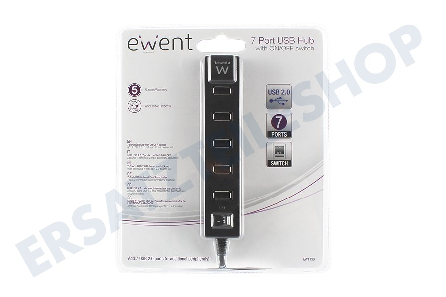 Ewent Hub 7 Port USB Hub mit Ein / Aus Schalter