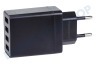 Ricatech USB Auflader 230Volt, 4,8A/SV 4 Port Schwarz
