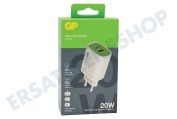 GP GPWC20WPWHUSB174  20WPD USB-C WPD 20 W Ladegerät 3100 mA, 20 W geeignet für u.a. 20 Watt, 3100 mA, 5-12 Volt