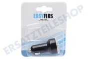 Easyfiks 50042866  USB Auflader 12 Volt, 3.1A 2 Port Schwarz geeignet für u.a. Universal USB