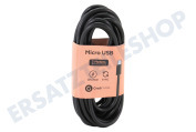 Universell  USB Anschlusskabel geeignet für Universeel Micro-USB, Schwarz, 300 cm geeignet für u.a. Universal-Micro-USB