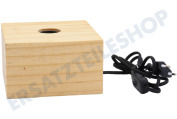 Calex  3001001800 Calex Tischleuchte Quadratisch Holz E27 geeignet für u.a. E27, 1,8 Meter Kabel