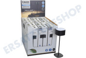 Calex 4301004800  Serino. Schwarze Tischlampe. Wiederaufladbar. Display geeignet für u.a. SMD 2 Watt, 90LM 2700K Dimmbar