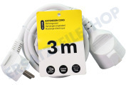 Elektra 5520402  Kabel 3x1,5mm2 3680W 16A geerdet weiß 3m geeignet für u.a. Verlängerungskabel Vinyl
