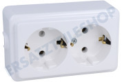 Kopp 85390  Wandsteckdose Aufputz, 2-fach mit Schutzleiter Weiß geeignet für u.a. Innenbereich, IP20, 16A