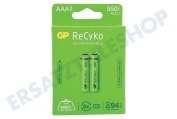 GP GPRCK95AAA646C2  LR03 ReCyko+ AAA 950 - 2 wiederaufladbare Batterien geeignet für u.a. 950 mAh NiMH