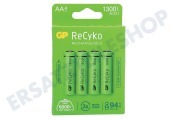 GP GPRCK130AA684C4  LR6 ReCyko+ AA 1300 - 4 wiederaufladbare Batterien geeignet für u.a. 1300mAh NiMH