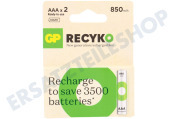 GP GPRCK85AAA642C2  LR03 ReCyko+ AAA 850 - 2 wiederaufladbare Batterien geeignet für u.a. 850mAh NiMH