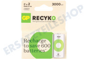 GP GPRCK300C697C2  LR14 ReCyko+ C 3000 - 2 wiederaufladbare Batterien geeignet für u.a. 3000mAh NiMH