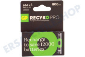 GP GPRCP80AAA758C4  LR03 ReCyko+ Pro AAA 800 - 4 wiederaufladbare Batterien geeignet für u.a. 800mAh NiMH