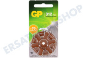 GP GPZA312F519C6  ZA312 Hörgerätebatterien ZA312 - 6 Knopfzellen geeignet für u.a. ZA312 Hörgeräte Batterie