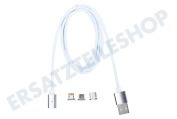 Cablexpert CC-USB2-AMLM31-1M  Magnetisches 3-in-1-USB-Ladekabel, 1 Meter geeignet für u.a. USB Typ C, Micro USB