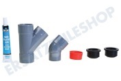 Easyfiks  T-Stück Aublauf-Set mit Krümmung + Kleber geeignet für u.a. 40mm, Waschmaschine / Trockner