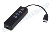 Ewent EW1140 3-Port USB 3.1  Hub mit Gen1 Gigabit-Netzwerk geeignet für u.a. USB 3.1 Gen1