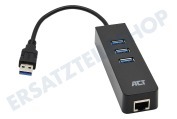 ACT AC6310 3-Port USB 3.1 Gen1  Hub mit Gigabit-Netzwerkanschluss geeignet für u.a. USB 3.1 Gen1