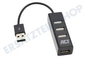 ACT  AC6205 Mini-4-Port-USB 2.0-Hub geeignet für u.a. USB 2.0 Schwarz