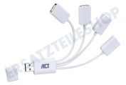 ACT AC6210  Hub flexibler 4-Port-USB-Hub geeignet für u.a. USB 2.0 Weiß