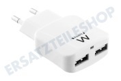 Ewent  EW1302 2 Port Smart USB Lader 2.4A geeignet für u.a. universell einsetzbar