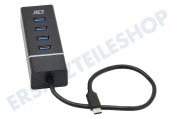 ACT AC6415 4-Port USB 3.1 Gen1 (USB 3.0)  Hub Typ-C geeignet für u.a. USB Typ-C 3.1, Schwarz