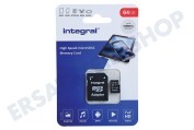 Integral INMSDX64G-100V10  V10 High Speed microSDHC Karte 64GB geeignet für u.a. Micro SDHC Karte 64GB 100MB / s