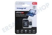 Integral INMSDX64G-100/70V30  UltimaPro High Speed Micro SDXC Klasse 10 64 GB geeignet für u.a. Micro SDHC Karte 64GB
